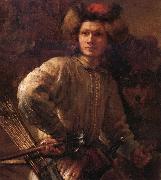 Rembrandt van rijn Details of The Polish rider painting